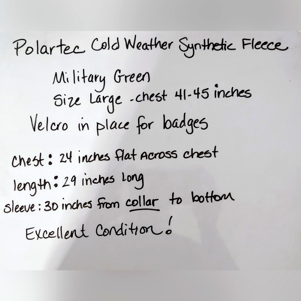 Polartec Military Cold Weather Fleece Full Zip Sz L - Picture 10 of 10